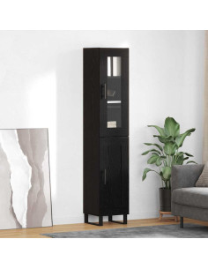 Credenza Rovere Nero 34,5 x 34 x 180 cm Legno multistrato