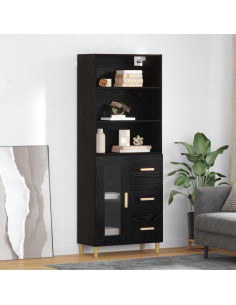 Credenza Rovere Nero 69,5 x 32,5 x 180 cm Legno multistrato