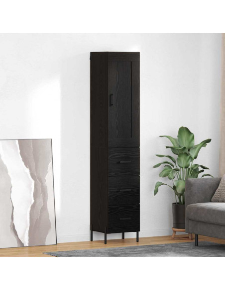 Credenza Rovere Nero 34,5 x 34 x 180 cm Legno multistrato