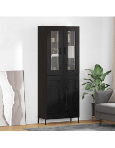 Credenza Rovere Nero 69,5 x 34 x 180 cm Legno multistrato