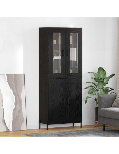 Credenza Rovere Nero 69,5 x 34 x 180 cm Legno multistrato