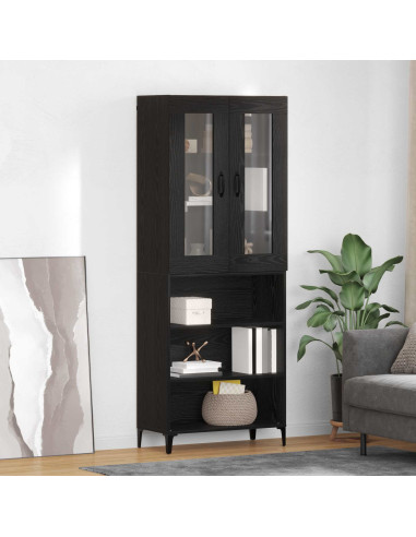 Credenza Rovere Nero 69,5 x 34 x 180 cm Legno multistrato