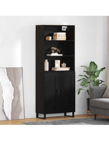 Credenza Rovere Nero 69,5 x 34 x 180 cm Legno multistrato