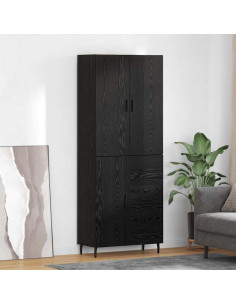 Credenza 2 pcs Rovere nero Legno Stratificato e Vetro