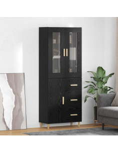 Credenza Rovere Nero 34,5 x 34 x 180 cm Legno multistrato