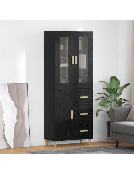 Credenza Rovere Nero 34,5 x 34 x 180 cm Legno multistrato