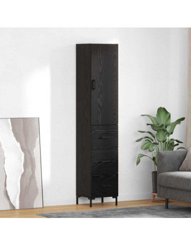 Credenza Rovere Nero 34,5 x 34 x 180 cm Legno multistrato