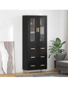 Credenza con cassetto Rovere Nero 69,5 x 34 x 180 cm