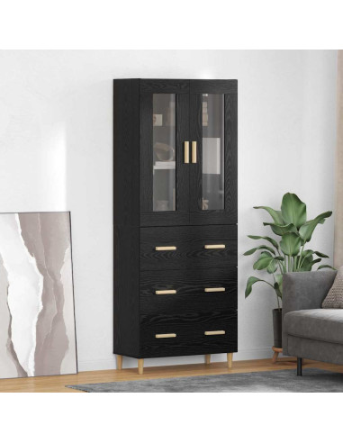 Credenza con cassetto Rovere Nero 69,5 x 34 x 180 cm