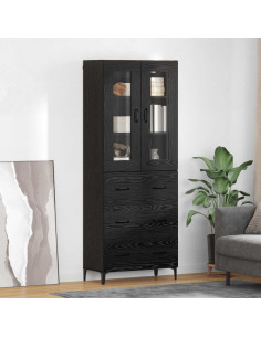Credenza Rovere Nero 69,5 x 34 x 180 cm Legno multistrato