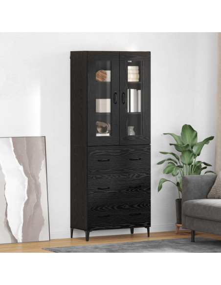 Credenza Rovere Nero 69,5 x 34 x 180 cm Legno multistrato