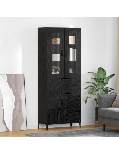 Credenza Rovere Nero 69,5 x 34 x 180 cm Legno multistrato