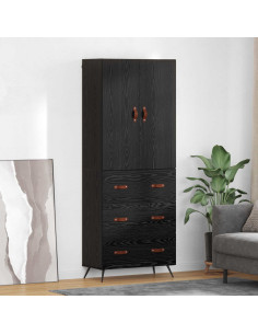 Credenza Rovere Nero 69,5 x 34 x 180 cm Legno multistrato