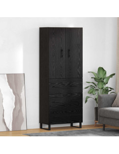 Credenza con cassetto 2 pcs Rovere Nero 69,5 x 34 x 180 cm