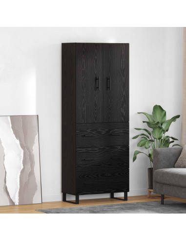 Credenza con cassetto 2 pcs Rovere Nero 69,5 x 34 x 180 cm