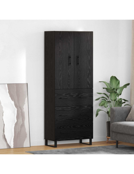 Credenza con cassetto 2 pcs Rovere Nero 69,5 x 34 x 180 cm