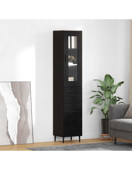 Credenza Rovere Nero 34,5 x 34 x 180 cm Legno multistrato