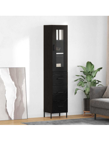 Credenza Rovere Nero 34,5 x 34 x 180 cm Legno multistrato