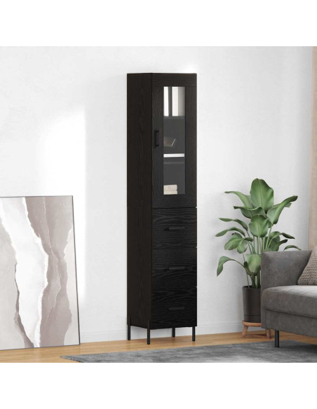 Credenza Rovere Nero 34,5 x 34 x 180 cm Legno multistrato
