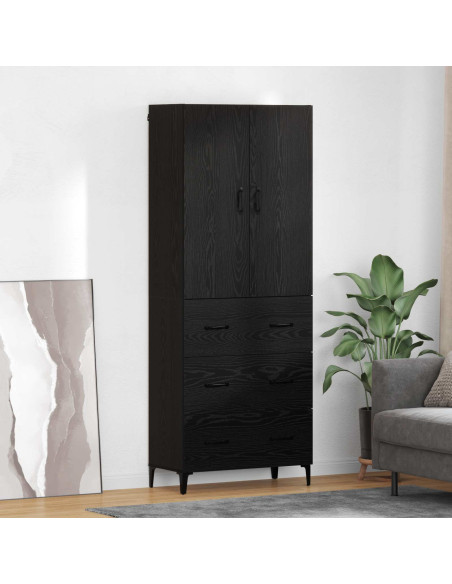 Credenza Rovere Nero 69,5 x 34 x 180 cm Legno multistrato