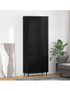 Credenza con cassetto 2 pcs Rovere Nero Legno multistrato