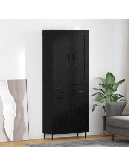 Credenza con cassetto 2 pcs Rovere Nero Legno multistrato