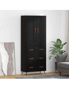 Credenza Rovere Nero 69,5 x 34 x 180 cm Legno multistrato