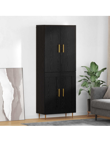 Credenza Rovere Nero 69,5 x 34 x 180 cm Legno multistrato