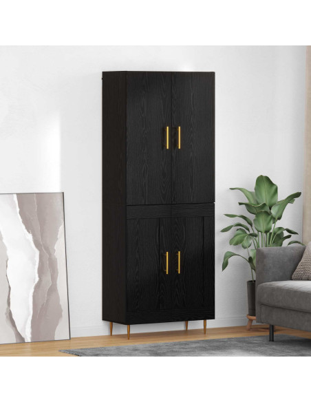 Credenza Rovere Nero 69,5 x 34 x 180 cm Legno multistrato