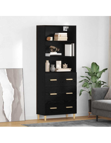 Credenza Rovere Nero 69,5 x 32,5 x 180 cm Legno multistrato