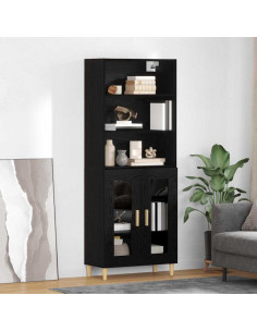 Credenza Rovere Nero 69,5 x 32,5 x 180 cm Legno multistrato