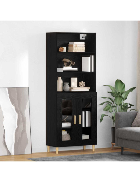 Credenza Rovere Nero 69,5 x 32,5 x 180 cm Legno multistrato