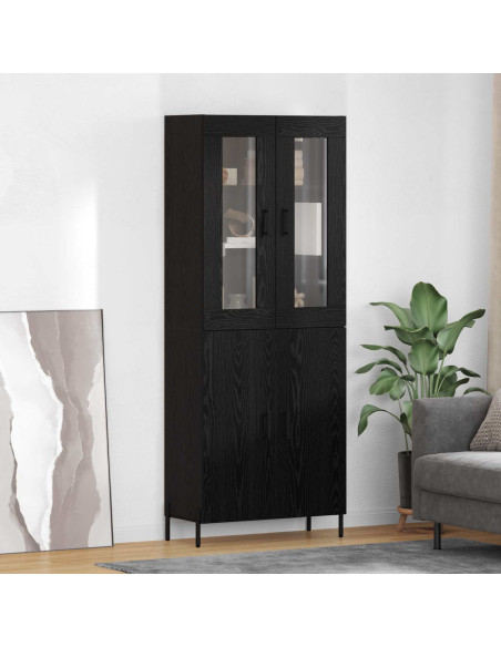 Credenza Rovere Nero 69,5 x 34 x 180 cm Legno multistrato