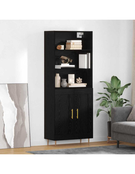 Credenza Rovere Nero 69,5 x 34 x 180 cm Legno multistrato