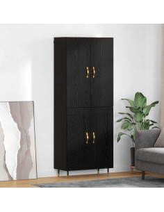 Credenza Rovere Nero 69,5 x 34 x 180 cm Legno multistrato