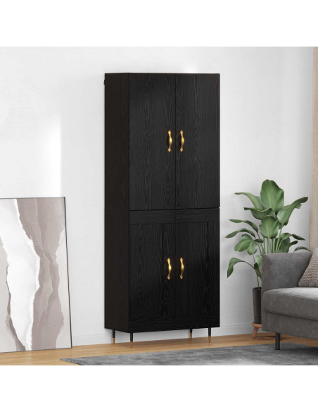 Credenza Rovere Nero 69,5 x 34 x 180 cm Legno multistrato