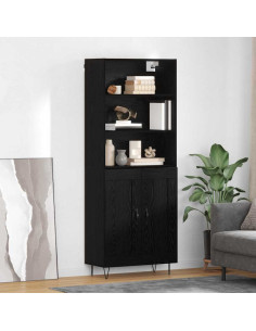 Credenza con cassetto 2 pcs Rovere Nero Legno multistrato