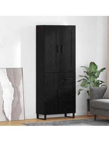 Credenza Rovere Nero 69,5 x 34 x 180 cm Legno multistrato