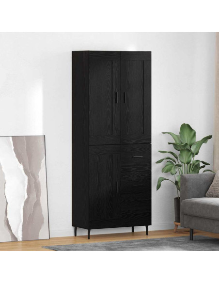 Credenza con cassetto 2 pcs Rovere Nero Legno multistrato