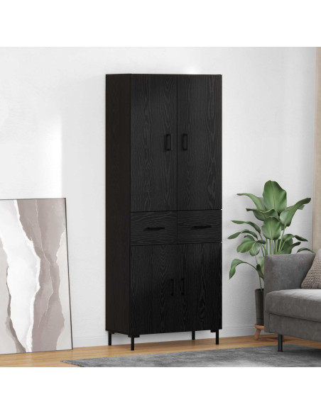 Credenza Rovere Nero 69,5 x 34 x 180 cm Legno multistrato