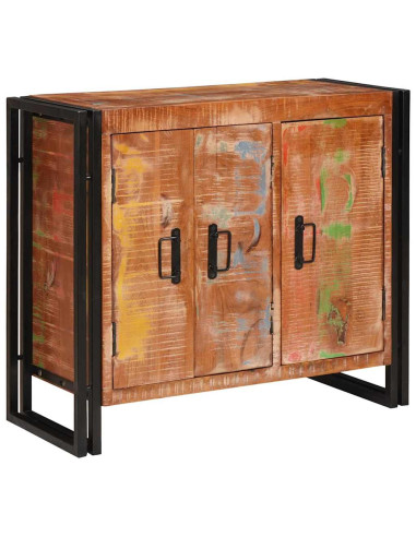 Credenza con porte Marrone Legno Recuperato Massello e Metallo
