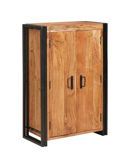 Highboard con Ante Marrone Legno massello di acacia e metallo