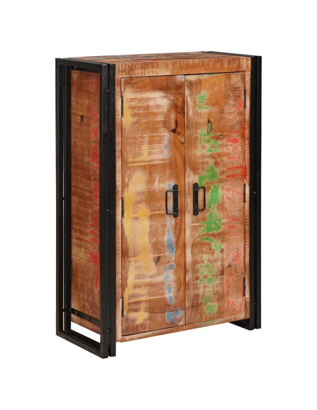 Highboard con Ante Marrone Legno Recuperato Massello e Metallo