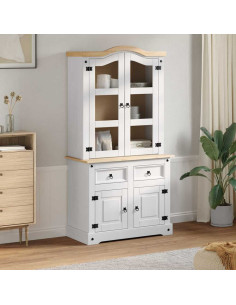 Credenza con cassetto Bianco 100 x 48,5 x 179 cm Pino massello