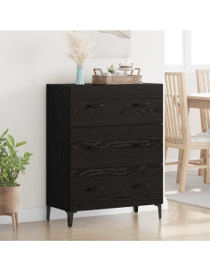 Credenza con cassetto Rovere Nero 69,5 x 34 x 90 cm
