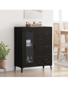 Credenza con cassetto Rovere Nero 69,5 x 34 x 90 cm
