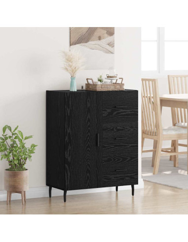 Credenza con cassetto Rovere Nero 69,5 x 34 x 90 cm
