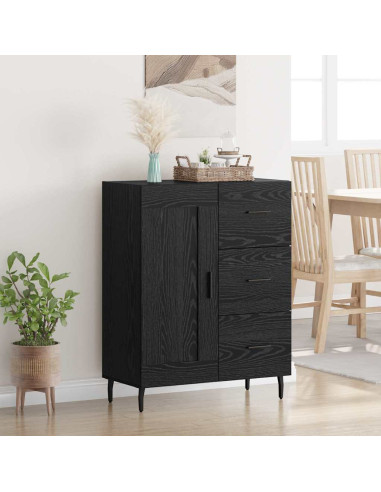 Credenza con cassetto Rovere Nero 69,5 x 34 x 90 cm