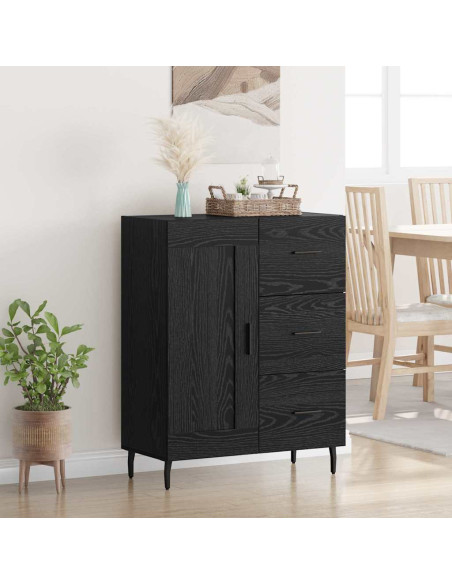 Credenza con cassetto Rovere Nero 69,5 x 34 x 90 cm