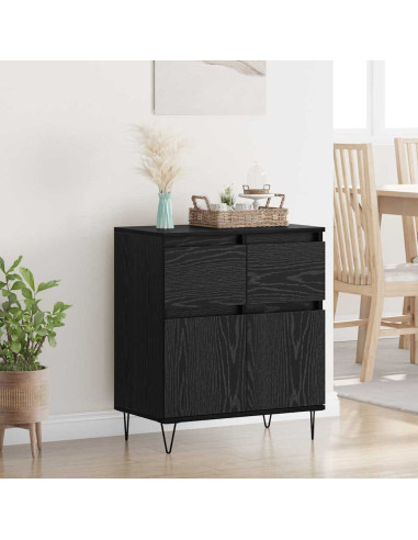 Credenza con cassetto Rovere Nero 60 x 35 x 70 cm